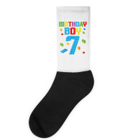 Master Builder 7th Birthday Boy 7 Seven Year Building Bricks T Shirt Socks | Artistshot