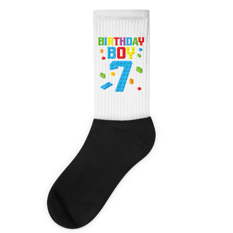 Master Builder 7th Birthday Boy 7 Seven Year Building Bricks T Shirt Socks | Artistshot