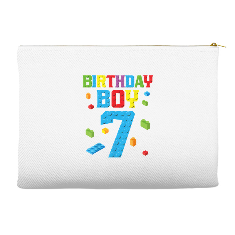 Master Builder 7th Birthday Boy 7 Seven Year Building Bricks T Shirt Accessory Pouches | Artistshot