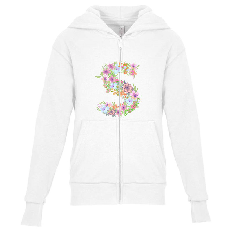 Flower Initial Design S Youth Zipper Hoodie by Kiarra's Art | Artistshot