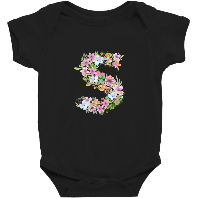 Flower Initial Design S Baby Bodysuit by Kiarra's Art | Artistshot