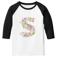 Flower Initial Design S Youth 3/4 Sleeve | Artistshot