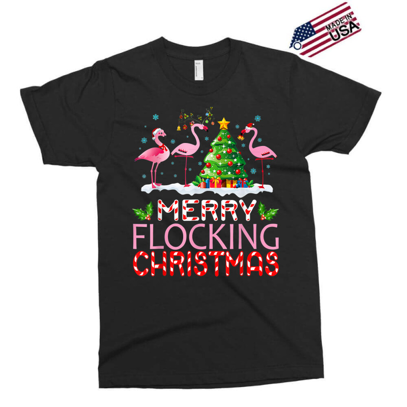 Flamingo Santa Hats Dancing On Snow Merry Flocking Christmas T Shirt Exclusive T-shirt | Artistshot