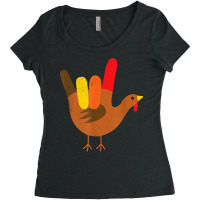 American Sign Language I Love You Thanksgiving Turkey Women's Triblend Scoop T-shirt | Artistshot