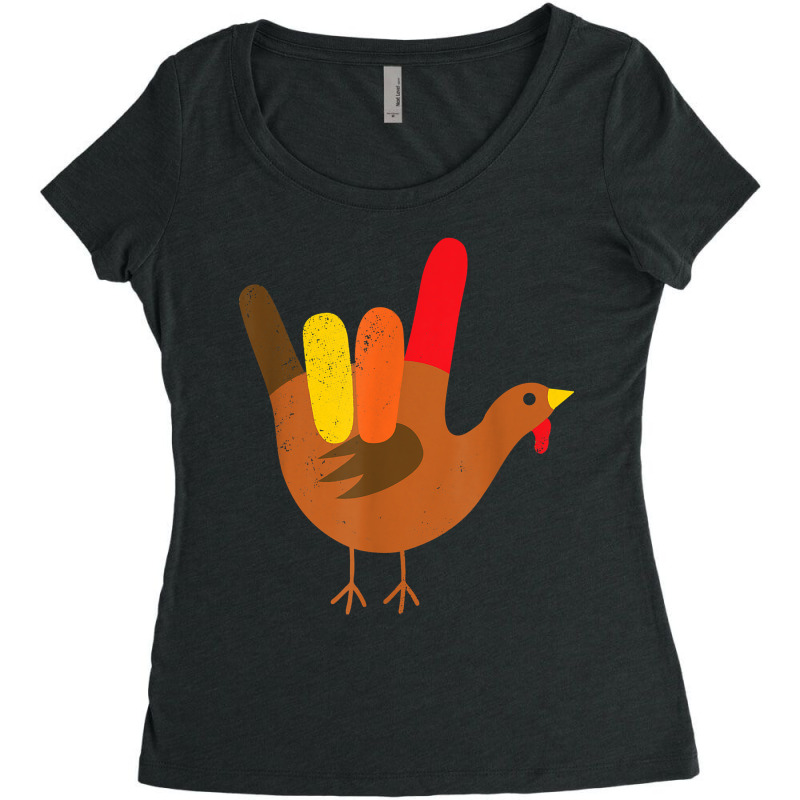 American Sign Language I Love You Thanksgiving Turkey Women's Triblend Scoop T-shirt by liqualyfu | Artistshot