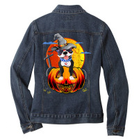 Boston Terrier Dogs Halloweens Ladies Denim Jacket | Artistshot