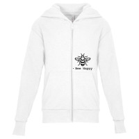 Bee Tees Bee Happy Tee Youth Zipper Hoodie | Artistshot