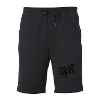 Black Drip Text (white) Fleece Short | Artistshot