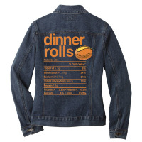 Dinner Rolls Nutrition Facts Thanksgiving Christmas Ladies Denim Jacket | Artistshot