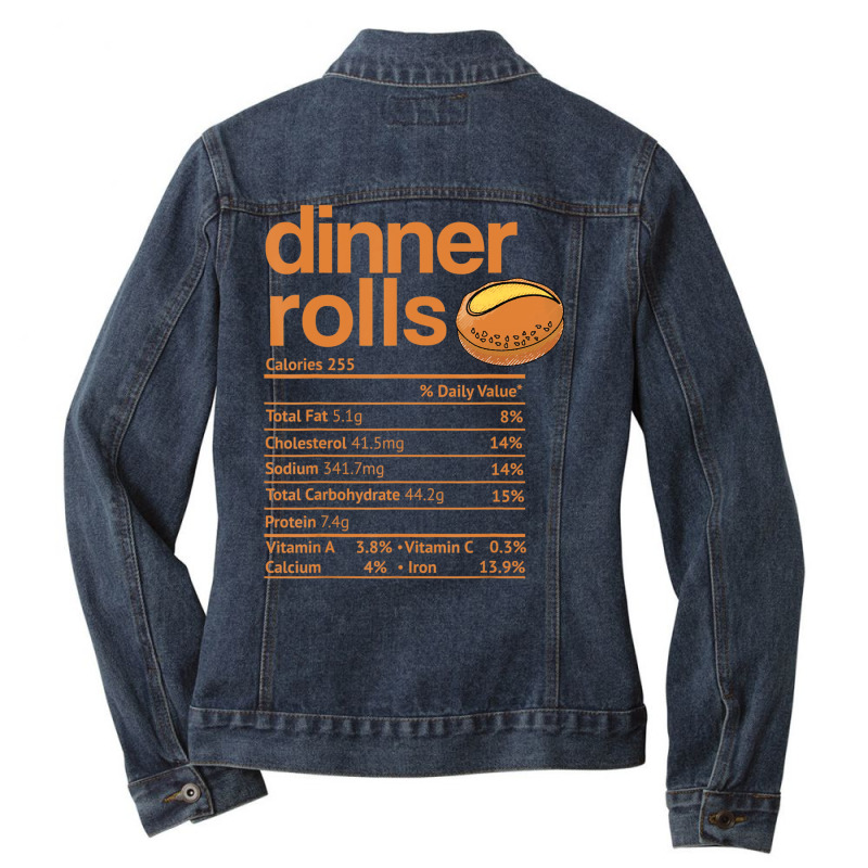 Dinner Rolls Nutrition Facts Thanksgiving Christmas Ladies Denim Jacket by cm-arts | Artistshot