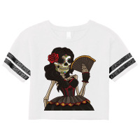 Skeleton Lady Of The Dead   La Calavera Catrina Santa Muerte Long Slee Scorecard Crop Tee | Artistshot