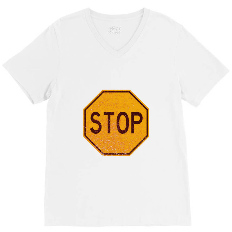 Retro Stop Sign (faded)   Stop Sign V-neck Tee | Artistshot