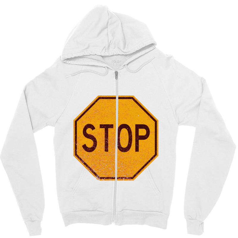 Retro Stop Sign (faded)   Stop Sign Zipper Hoodie | Artistshot