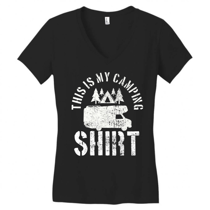 Camping Trailer Camper Van Mobile Home Caravan Motorhome Women's V-Neck T-Shirt by cm-arts | Artistshot