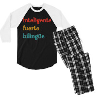 Inteligente Fuerte Bilingue Spanish Bilingual Teacher Men's 3/4 Sleeve Pajama Set | Artistshot