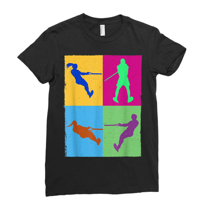 Water Skiing Cute Girl Colerful Women Colerful Waterskiing Ladies Fitted T-Shirt by Color | Artistshot