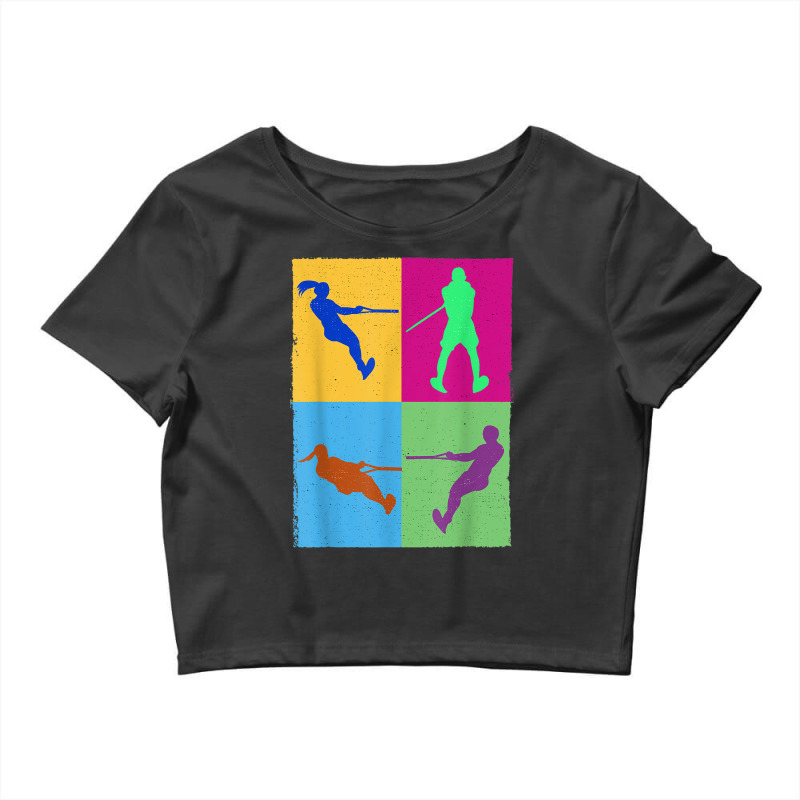 Water Skiing Cute Girl Colerful Women Colerful Waterskiing Crop Top by Color | Artistshot