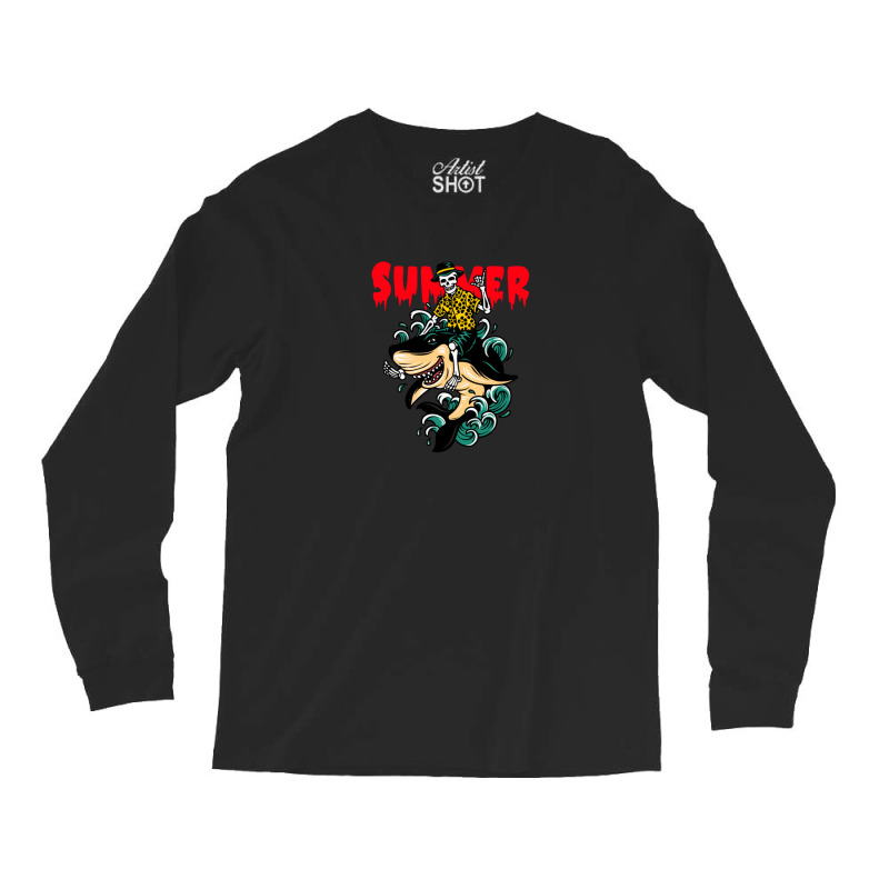 Ghost And Shark Summer Design One Long Sleeve Shirts by HunterWare | Artistshot