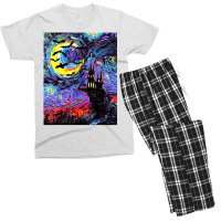 Dracula Castle Vampire Bats Halloween Starry Night Aja Art Men's T-shirt Pajama Set | Artistshot