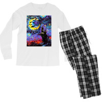 Dracula Castle Vampire Bats Halloween Starry Night Aja Art Men's Long Sleeve Pajama Set | Artistshot