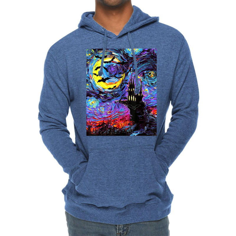 Dracula Castle Vampire Bats Halloween Starry Night Aja Art Lightweight Hoodie by vucongha | Artistshot