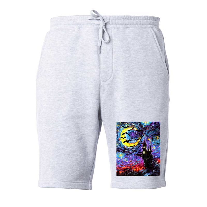 Dracula Castle Vampire Bats Halloween Starry Night Aja Art Fleece Short by vucongha | Artistshot