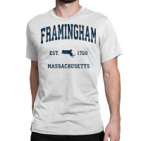 Framingham Massachusetts Ma Vintage Athletic Navy Sports Des Sweatshir Classic T-shirt | Artistshot