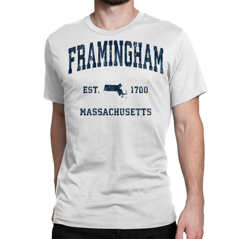 Framingham Massachusetts Ma Vintage Athletic Navy Sports Des Sweatshir Classic T-shirt by cm-arts | Artistshot