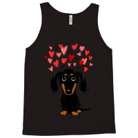 Dachshund Dog Black And Tan Dachshund With Valentine Hearts Cute Carto Tank Top | Artistshot