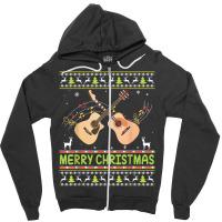 Merry Christmas Acoustic Guitar Ugly Sweater Musician Xmas T Shirt Zipper Hoodie | Artistshot