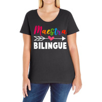 Maestra Spanish Teacher Back To School Maestra Bilingue Ladies Curvy T-shirt | Artistshot