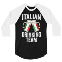 Italian Drinking Team Salute Italy Flag Funny Oktoberfest T 3/4 Sleeve Shirt | Artistshot