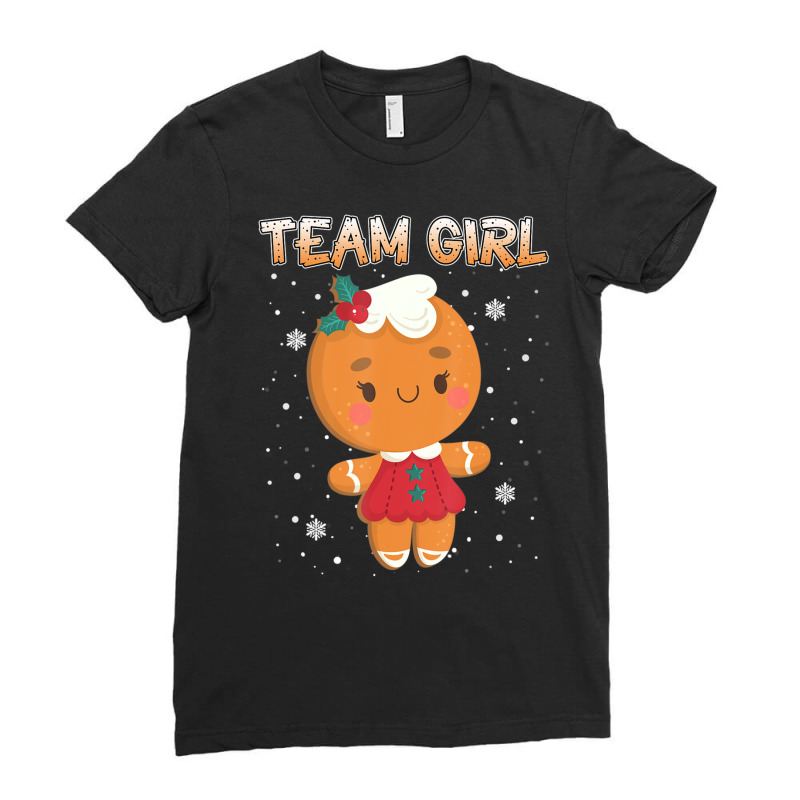 Christmas Gingerbread Team Girl Gender Reveal Women Ladies Fitted T-Shirt by cm-arts | Artistshot