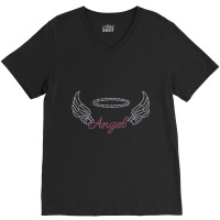 Angel With Wings Bling Rhinestone Diamante Embellished Tank Top V-neck Tee | Artistshot