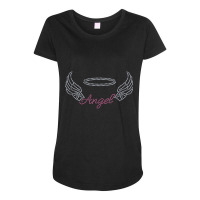 Angel With Wings Bling Rhinestone Diamante Embellished Tank Top Maternity Scoop Neck T-shirt | Artistshot