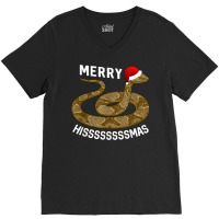 Holiday Merry Hissmas Christmas Santa Hat Copperhead Snake T Shirt V-neck Tee | Artistshot