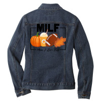 Womens Funny Milf Man I Love Fall Autumn Seasons Lover Fall Vibes T Sh Ladies Denim Jacket | Artistshot