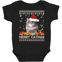 Merry Catmas Siberian Cat Ugly Sweater Christmas Santa Claus Long Slee Baby Bodysuit | Artistshot