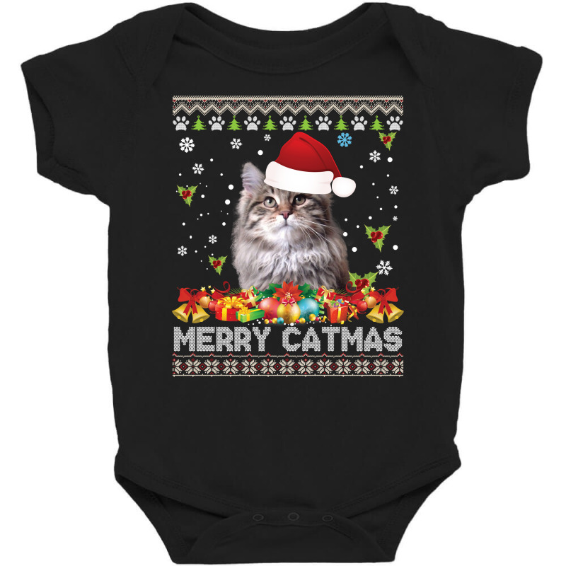 Merry Catmas Siberian Cat Ugly Sweater Christmas Santa Claus Long Slee Baby Bodysuit by hudizhowav | Artistshot