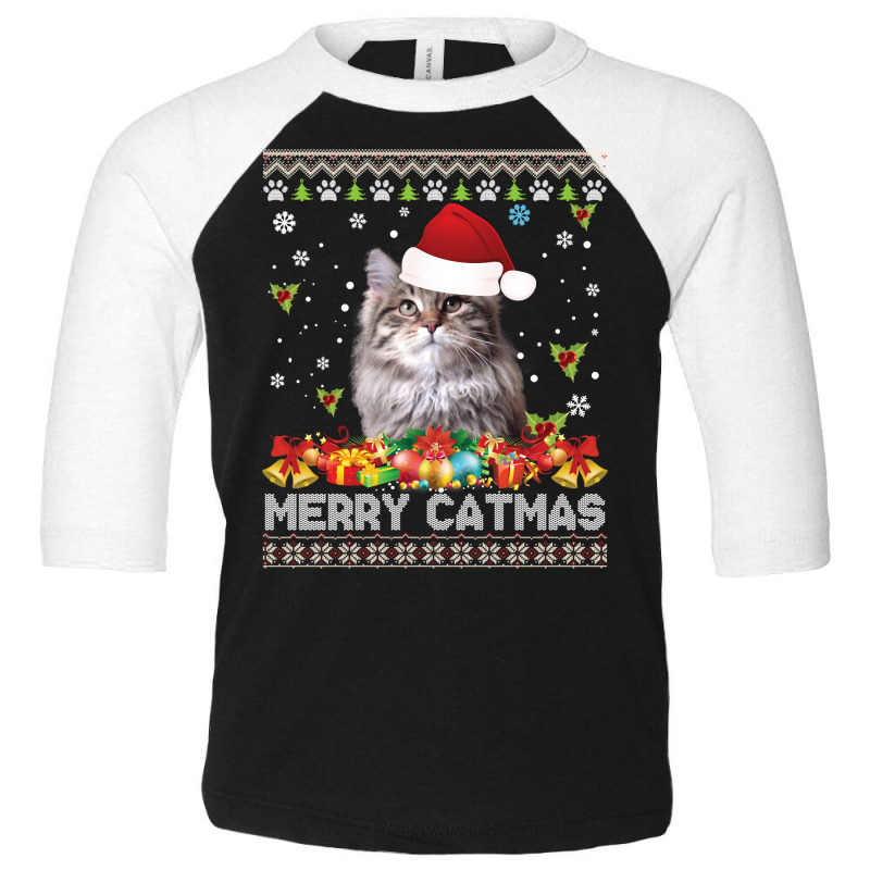 Merry Catmas Siberian Cat Ugly Sweater Christmas Santa Claus Long Slee Toddler 3/4 Sleeve Tee by hudizhowav | Artistshot