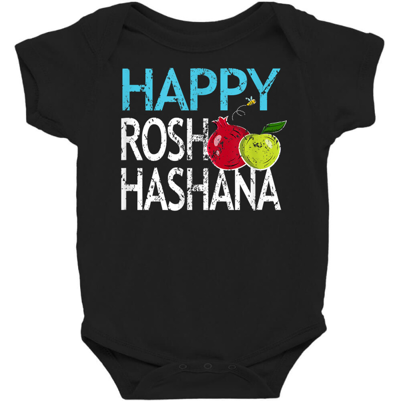 Shana Tova Gift Jewish Happy Rosh Hashanah Holiday Vintage T Shirt Baby Bodysuit | Artistshot