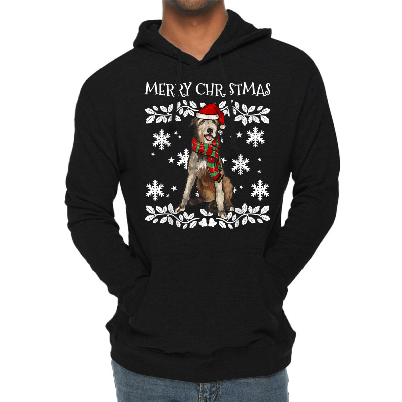 Merry Christmas Ornament Irish Wolfhound Xmas Santa T Shirt Lightweight Hoodie | Artistshot