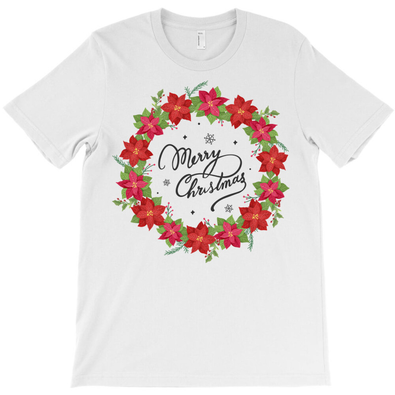 Merry Christmas Poinsettia Garland Plant Flower Decoration Sweatshirt T-shirt | Artistshot