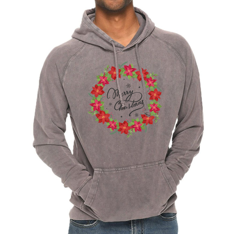 Merry Christmas Poinsettia Garland Plant Flower Decoration Sweatshirt Vintage Hoodie | Artistshot