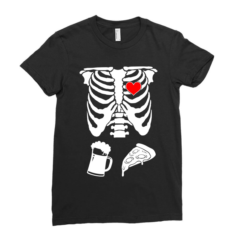 Mens Skeleton Maternity Pizza & Beer Black Ladies Fitted T-Shirt by CUSER3772 | Artistshot