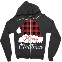 Merry Christmas Red Buffalo Plaid Santa Hat Long Sleeve T Shirt Zipper Hoodie | Artistshot