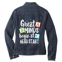 Great Minds Head Start Teacher Early Childhood Education Ladies Denim Jacket | Artistshot