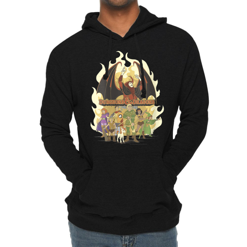 Womens Dungeons & Dragons Group Shot Flame Portrait V-neck Lightweight Hoodie | Artistshot