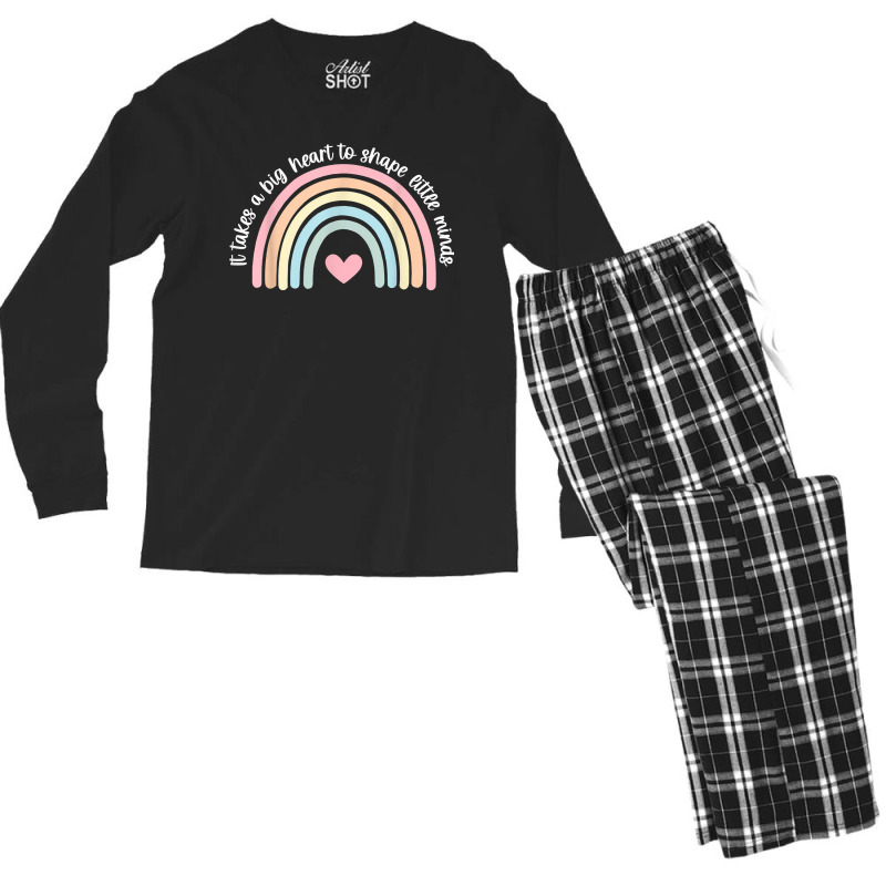 It Takes A Big Heart To Shape Little Minds Teacher Rainbow Men's Long Sleeve Pajama Set by BonnieTori | Artistshot