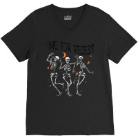 Funny Teacher Halloween Time For Recess Dancing Skeletons V-neck Tee | Artistshot